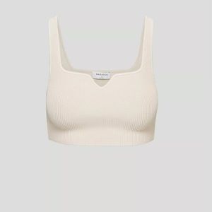 Aritzia Babaton sculpt knit notch tank in matte pearl